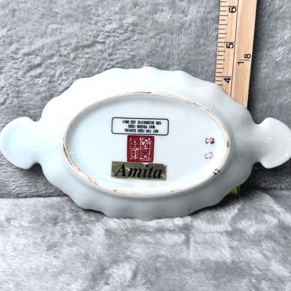 Amita Decorative Trinket Dish Red Cream Gold Floral Ornate Ornate Dish - Picture 4 of 6